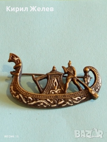 Брошка в Дамасценски стил гондола с гондолиер за КОЛЕКЦИЯ 51668, снимка 7 - Антикварни и старинни предмети - 53160306