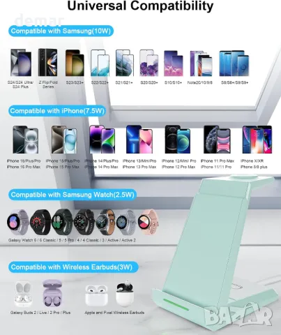 ADADPU 3v1 зарядна станция, Samsung Galaxy, Galaxy Watch, Galaxy Buds, снимка 4 - Безжични зарядни - 49792804