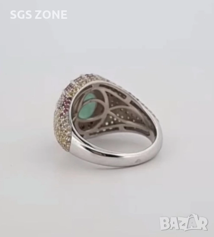 Стилен пръстен със САПФИРИ от сребро 925 проба, произведен в Тайланд, снимка 11 - Пръстени - 52401422