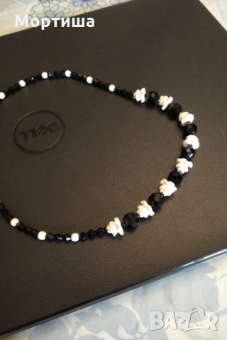 Ретро огърлица черен шпинел и бял оникс  НАМАЛЕНИЕ, снимка 2 - Колиета, медальони, синджири - 28810463