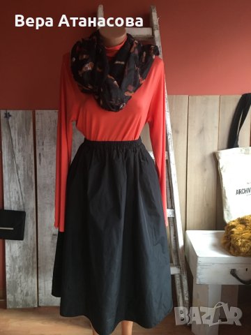 👢 H&M💃🏻 Красива, шушлякова пола с висока талия👜 миди дължина🤎, снимка 4 - Поли - 43906670