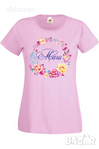 Дамска тениска Маги венец Имен ден Подарък,Изненада,Празник,Цветница, снимка 4 - Тениски - 36443347