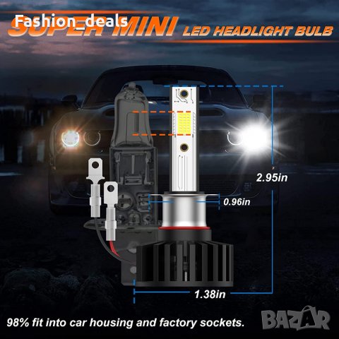 Нови LED крушки за фарове дълги светлини Супер ярки студено бяло ксенонови комплект 2 лампи, снимка 2 - Аксесоари и консумативи - 35612733