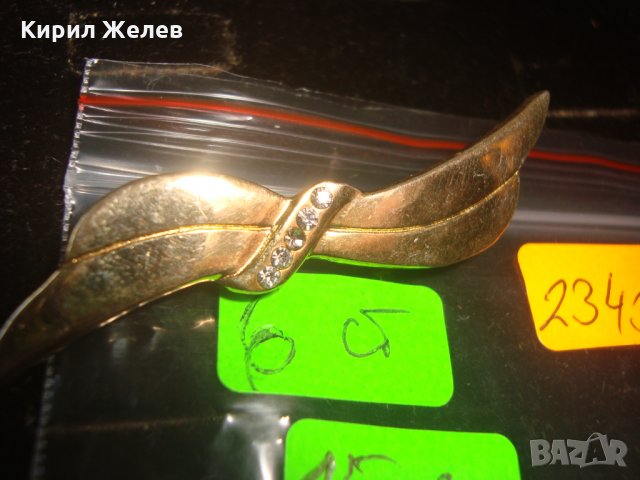 ПОЗЛАТЕНА СТАРА КРАСИВА БРОШКА с ЦИРКОНИ АРТ НУВО СТИЛ ПАНДЕЛКА БРОНЗ с ПОЗЛАТА 23437, снимка 3 - Други - 33434885