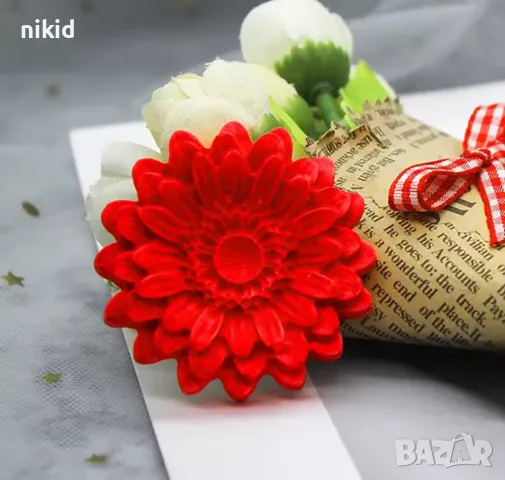 Хризантема Гербер силиконов молд форма декорация торта фондан шоколад и др., снимка 4 - Форми - 22948743