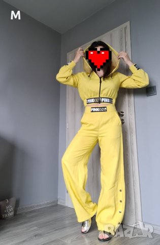 Уникален комплект / екип PINK в жълт цвят / панталон + яке , снимка 1 - Костюми - 40782070