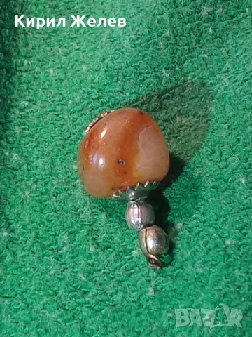 СТАР НАКИТ РЕТРО МЕДАЛЬОН ПОСРЕБРЕН с КАРНЕОЛ 10702, снимка 7 - Антикварни и старинни предмети - 35596741