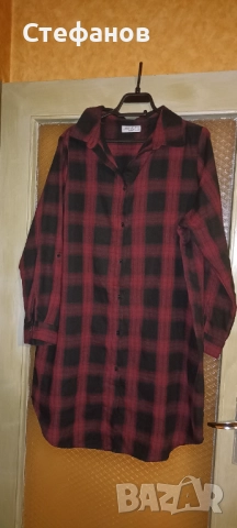 Красива ,карирана, дамска ,макси туника тип риза на Janina , снимка 5 - Туники - 52726899