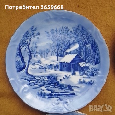 Четири страхотни чинии ,Фин порцелан,,зимен пейзаж, снимка 3 - Сервизи - 39970065