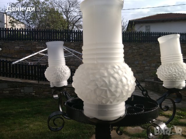 Старинен полилей, абажур от ковано желязо , снимка 5 - Полилеи - 42938686