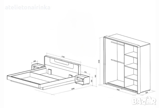 Спален комплект Арес, снимка 2 - Спални и легла - 34910735