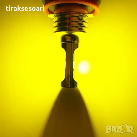 2 БРОЯ Жълти Диодни крушки HB3 9005 100W 12V +100% повече светлина, снимка 2 - Аксесоари и консумативи - 48789944