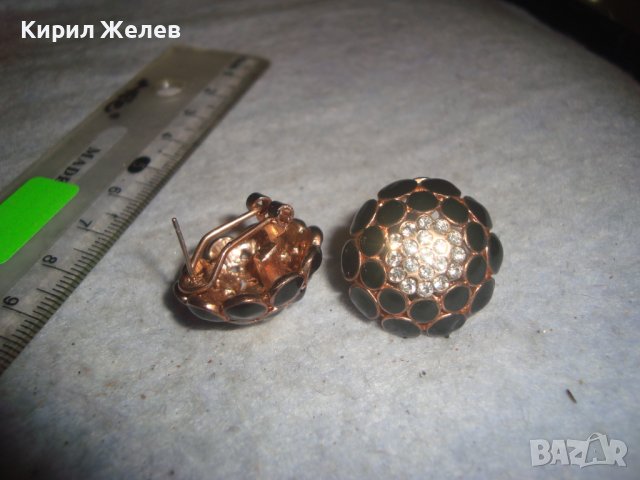 ПОЗЛАТЕНИ КРИСТАЛНИ с ЕМАЙЛ-ЛАК ФЛОРАЛНИ МОДНИ АРТ ОБЕЦИ 4196, снимка 4 - Обеци - 36631714