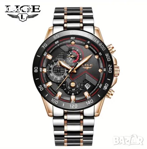 Мъжки спортно/елегантни кварцови хронографи LIGE *Blue/Black* Titanium !, снимка 2 - Мъжки - 49547677