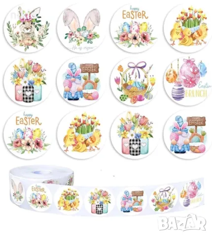 100 бр Великденски заек Пролетни малки самозалепващи лепенки стикери за ръчна изработка за подарък