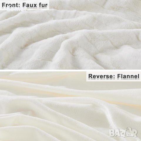 Одеяло Qucover, бяло пухкаво одеяло с двустранен дизайн, 150x200 см, снимка 4 - Олекотени завивки и одеяла - 43166871