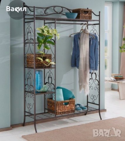 Компмект закачалка и шкафче за обувки с ковано желязо, снимка 4 - Етажерки - 33082417