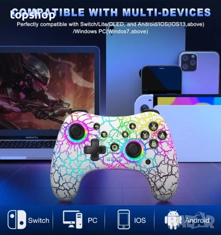НОВ джойстик Gammeefy Switch Controller, Wireless Switch Pro Controller за Nintendo Switch/Lite/OLED, снимка 3 - Джойстици и геймпадове - 50503823