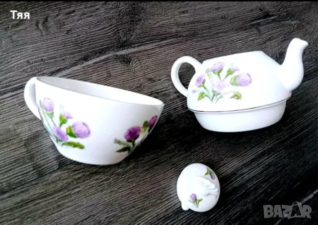 Порцеланово чайниче с чаша 2 в 1, снимка 2 - Други - 48398618