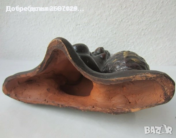 негри 25 см дълга композиция от дърво с дървен съд, жена керамика моливник, пепелник, снимка 18 - Статуетки - 37587922