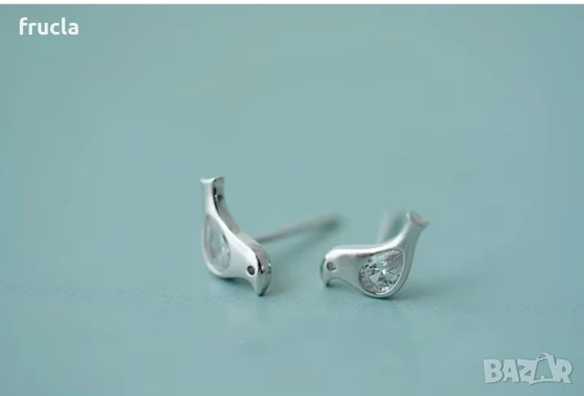 Обеци Нежни сребърни птички, снимка 3 - Обеци - 51262953