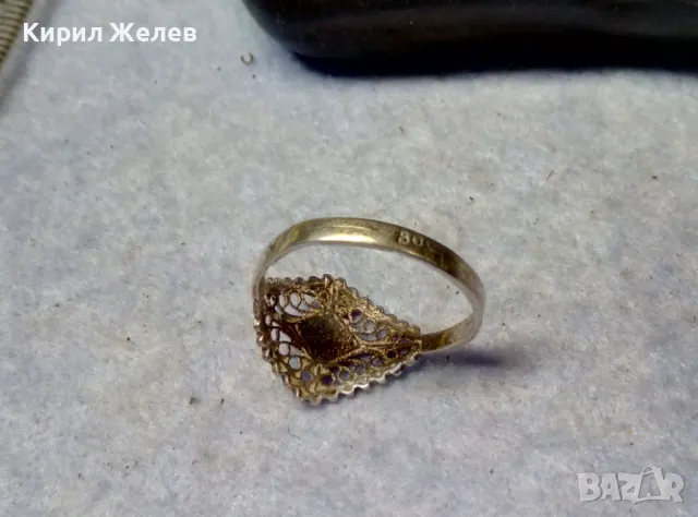 СТАРИНЕН ЕМАЙЛИРАН ФИЛИГРАНЕН ПРЪСТЕН СРЕБРО 800 ФИНА РЪЧНА РЕТРО АРТ ИЗРАБОТКА 47594, снимка 4 - Антикварни и старинни предмети - 49606653