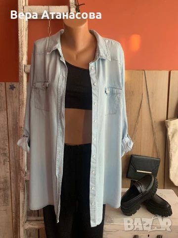🩵💙🩵 Oversized дънкова риза Denim👖 2 хл/3 хл👟, снимка 3 - Ризи - 51404492