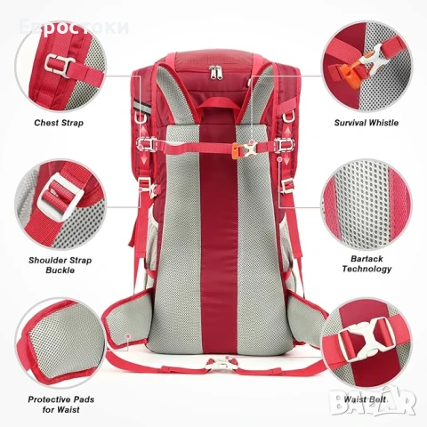 Туристическа раница HOMIEE 50L с дъждобран, многофункционална, снимка 7 - Екипировка - 50677934