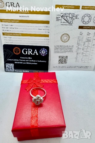 Сребърен пръстен с мойсанит (Диамант) 1.4 карата, снимка 8 - Пръстени - 53502900