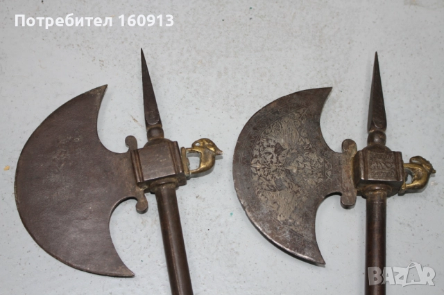 Ислямски Османски Индо-персийски Бойни Брадви с Шиш. Сет., снимка 4 - Антикварни и старинни предмети - 51443401