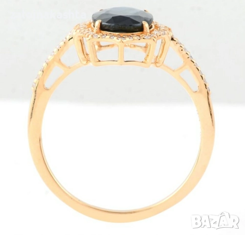 Нов-Златен пръстен с Сапфир и Брилянти-2,01гр/14кр, снимка 3 - Пръстени - 52838586