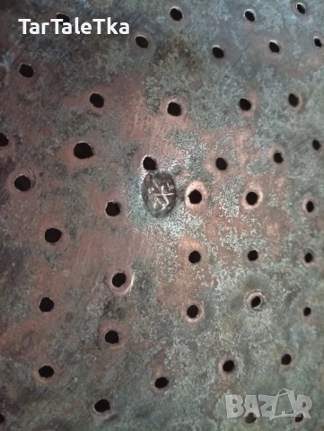 Бакър меден съд гевгир с печат на майстора, снимка 7 - Антикварни и старинни предмети - 51922385