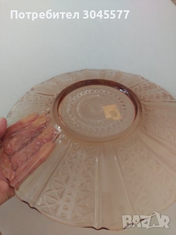 Стъклена чиния, 2 бр. , нови. Стъкларен завод В.Каларов (1947-1989), снимка 5 - Други ценни предмети - 37181070
