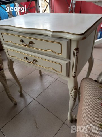 Комплект масив ретро кресла с маса антик бяло, снимка 4 - Столове - 40770522