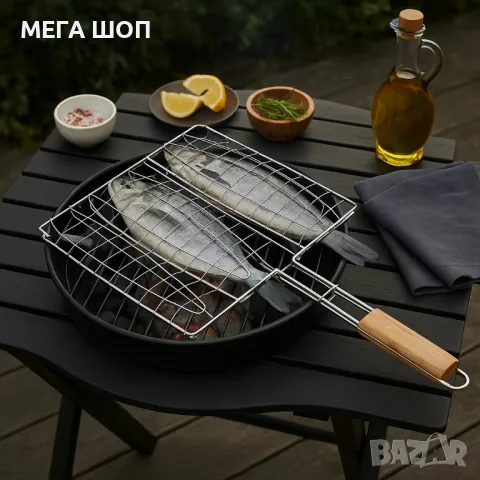 Скара за барбекю за риба Muhler, 27x26.5x50.5cm, снимка 3 - Скари - 50296984