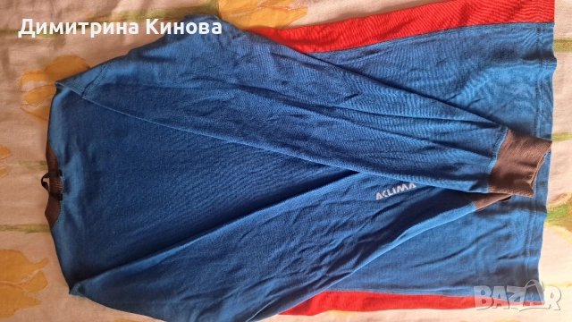 Спортна мъжка термо блуза с дълъг ръкав ,100 % вълна ,синя с оранжево ,външен джоб със цип , снимка 8 - Спортни дрехи, екипи - 52559735