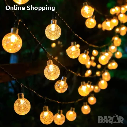 Соларни LED крушки тип гирлянд, външни лампи за двора, градината, терасата, снимка 7 - Лед осветление - 50463143