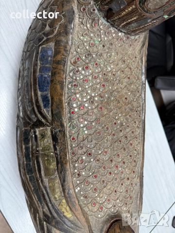 Дървена скулптура / дърворезба / фигура на птицата Хинта №7782, снимка 11 - Антикварни и старинни предмети - 52881471