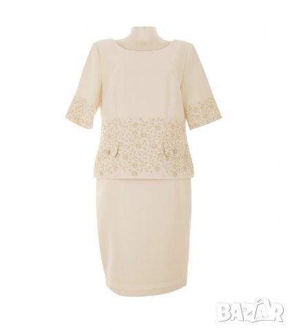 Елегантна рокля в бледорозов нюанс с бродерии марка Poza - EU 42 и EU 46, снимка 4 - Рокли - 25774630