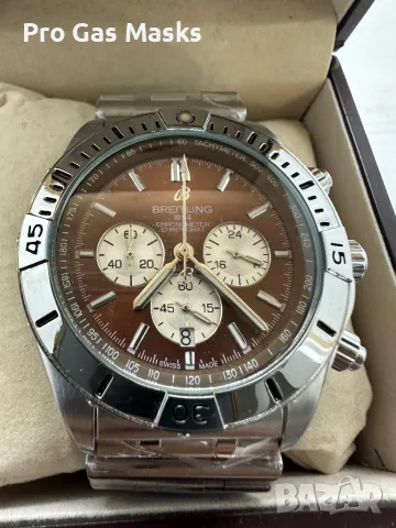 Часовник Breitling Light Brown Ново Quartz Хронограф само за 300 лв с дървена кутия.