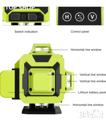STANEW 4 x 360° лазерен нивелир, самонивелиращ се зелен лазерен нивелир 4D 16 линия зелена лазерна, снимка 2 - Гедорета - 48934929