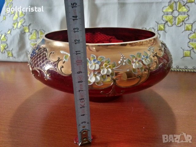 Кристална фруктиера купа ръчно рисувана , снимка 9 - Антикварни и старинни предмети - 40780338