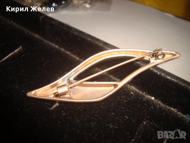 ВИНТИДЖ РЕТРО АРТ ПОЗЛАТЕНА с ЕМАЙЛ ЕЛЕМЕНТ АРТ БРОНЗОВА БРОШКА 20954, снимка 5 - Други - 32317926