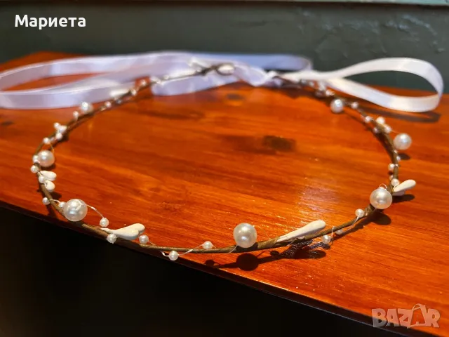 Нежен бял венец за глава Венче за глава за Сватба Кръщене, снимка 3 - Аксесоари за коса - 48763022