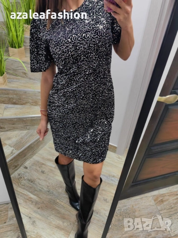 Сива рокля с пайети