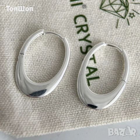 Дамски обеци халки - Сребро 925S, снимка 1