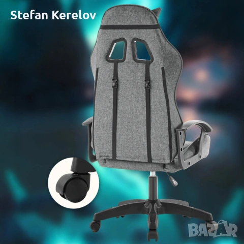 Ергономичен геймърски офис стол с лумбална и шийна опора – комфорт за игра и работа без умора, снимка 3 - Столове - 53287193