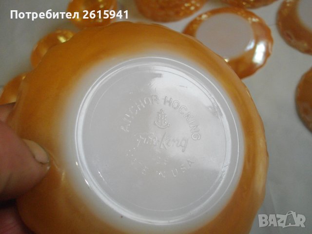 Vintage USA Archor Hocking-14 Части Нов Сервиз За Кафе-САЩ-Цвят Праскова/Сьомга, снимка 16 - Сервизи - 40031355