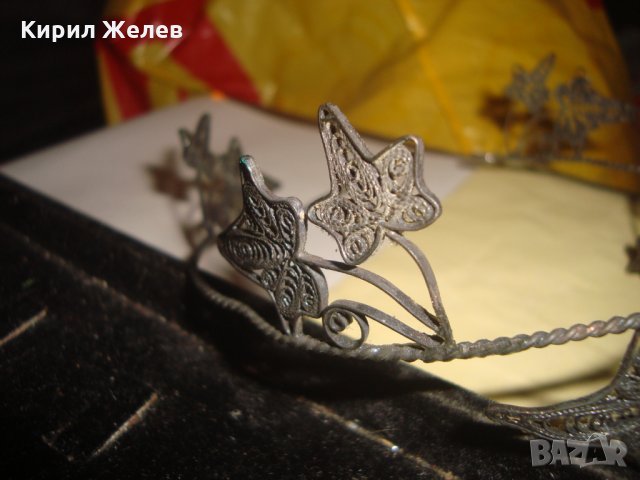 СТАРИНЕН ФИЛИГРАНЕН СРЕБЪРЕН ВЕНЕЦ ДИАДЕМА ВИСОКА ПРОБА СРЕБРО ЮВЕЛИРНА РАБОТА УНИКАТ КОРОНА 23493, снимка 3 - Антикварни и старинни предмети - 33213715