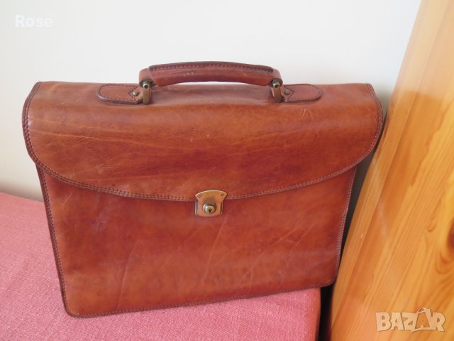 Vintage, Italy,кожена чанта за документи, бизнес чанта, снимка 4 - Чанти - 43396920